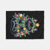 Cute Black Cat Christmas Tree Funny Kitten Lover X Fleecedecke (Vorderseite (Horizontal))