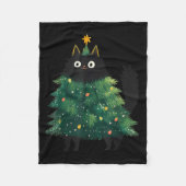 Cute Black Cat Christmas Tree Funny Kitten Lover X Fleecedecke (Vorderseite)