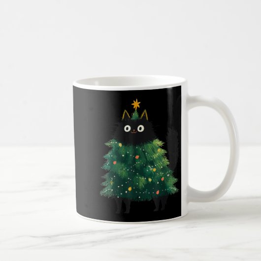 Cute Black Cat Christmas Tree Funny Kitten Lover X Kaffeetasse (Rechts)
