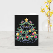 Cute Black Cat Christmas Tree Funny Kitten Lover X Karte (Gelbe Blume)