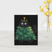 Cute Black Cat Christmas Tree Funny Kitten Lover X Karte (Gelbe Blume)