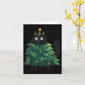 Cute Black Cat Christmas Tree Funny Kitten Lover X Karte (Gelbe Blume)