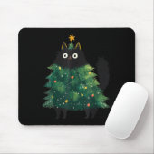 Cute Black Cat Christmas Tree Funny Kitten Lover X Mousepad (Mit Mouse)