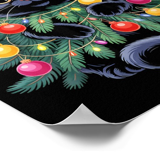 Cute Black Cat Christmas Tree Funny Kitten Lover X Poster (Ecke)