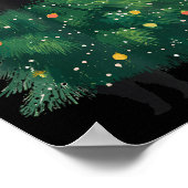 Cute Black Cat Christmas Tree Funny Kitten Lover X Poster (Ecke)