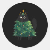 Cute Black Cat Christmas Tree Funny Kitten Lover X Runder Aufkleber (Vorderseite)