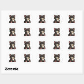 Cute Black Cat Coffee – Cozy Kawaii Cat Illustrati Runder Aufkleber (Blatt)