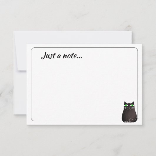 Cute Black Cat Custom Just a Note Mitteilungskarte (Vorderseite)