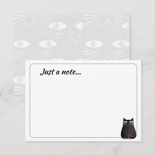 Cute Black Cat Custom Just a Note Mitteilungskarte (Vorne/Hinten)