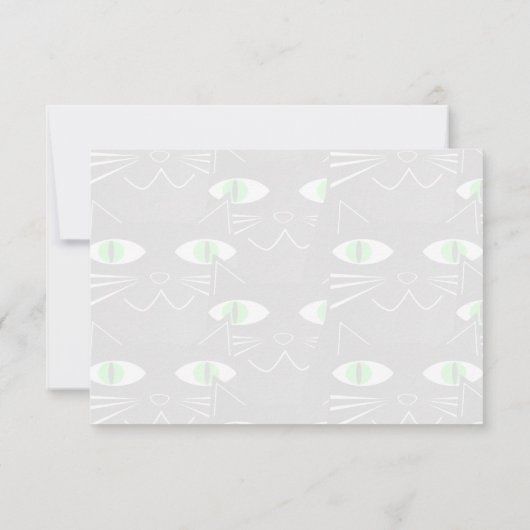 Cute Black Cat Custom Lined Monogram Mitteilungskarte (Rückseite)