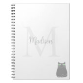 Cute Black Cat Custom Name Initial  Notizblock (Vorderseite)