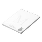 Cute Black Cat Custom Name Initial Notizblock (Rotiert)