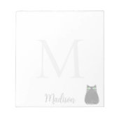 Cute Black Cat Custom Name Initial  Notizblock (Vorderseite)