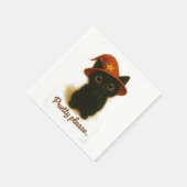 Cute Black Cat Emi Begging Pose – Kawaii Witch Hat Serviette (Ecke)