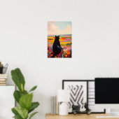 Cute Black Cat Enjoying Nature with Bicycle  Poster (Heimbüro)