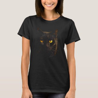 Cute Black Cat Face Yellow Eyes For Cat  Apparel T-Shirt