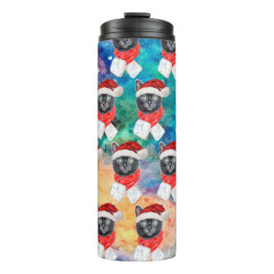 Cute Black Cat Funny Christmas Holidays Thermosbecher