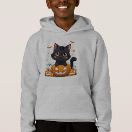 Cute Black Cat Halloween Kawaii Cat T-Shirt Hoodie