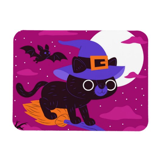 Cute Black cat Halloween Magnet (Horizontal)