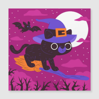 Cute Black cat Halloween Magnetkarte