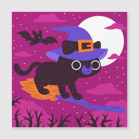 Cute Black cat Halloween Magnetkarte (Vorderseite)
