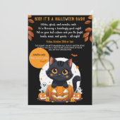 Cute Black Cat Halloween Party Invitation for Adul Einladung (Stehend Vorderseite)