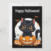 Cute Black Cat Halloween Party Invitation for Adul Einladung (Rückseite)