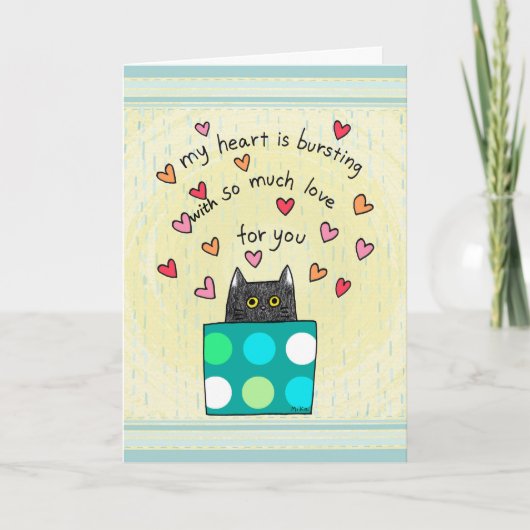 Cute Black Cat Hand Drawn Words Anniversary Karte (Vorderseite)