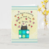 Cute Black Cat Hand Drawn Words Anniversary Karte (Gelbe Blume)