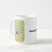 Cute Black Cat In Box Cat Lover Custom Name Kaffeetasse (Vorderseite Links)