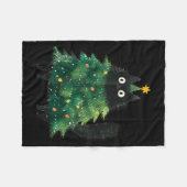Cute Black Cat In Christmas Tree Cat Lover Holiday Fleecedecke (Vorderseite (Horizontal))