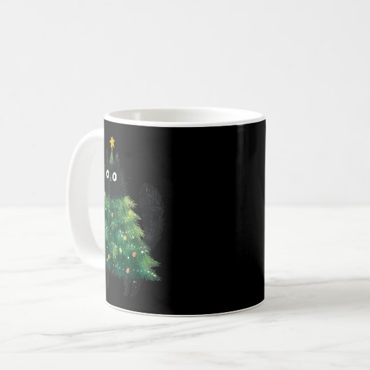 Cute Black Cat In Christmas Tree Cat Lover Holiday Kaffeetasse (Vorderseite Links)