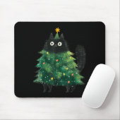 Cute Black Cat In Christmas Tree Cat Lover Holiday Mousepad (Mit Mouse)
