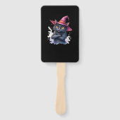 Cute Black Cat in Witch Hat � Magical Halloween Ar Fächer (Vorderseite)