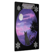 Cute Black Cat inder sky romntic\watercolor Klemmbrett (Rechts)