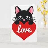 Cute Black Cat Love Heart Card Karte (Gelbe Blume)