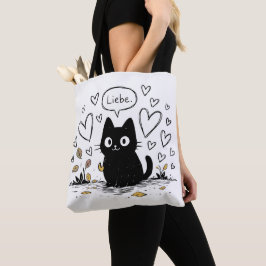 Cute Black Cat Love Hearts  Tasche