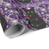 Cute Black cat Meowy Christmas  Geschenkpapier (Rolleneckpunkt)