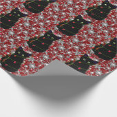Cute black cat Meowy Christmas sparkling snowflake Geschenkpapier (Ecke)
