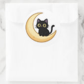 Cute Black Cat on Crescent Moon Sticker (Tasche)
