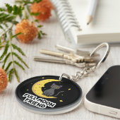 Cute Black Cat on Moon - Full Moon Friend Schlüsselanhänger (Vorderseite rechts)