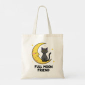 Cute Black Cat on Moon - Full Moon Friend Tragetasche (Rückseite)