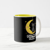 Cute Black Cat on Moon - Full Moon Friend Zweifarbige Tasse (VorderseiteRechts)