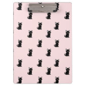 Cute Black Cat Pattern on Pastel Pink Klemmbrett (Vorderseite)
