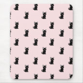 Cute Black Cat Pattern on Pastel Pink Mousepad (Vorne)