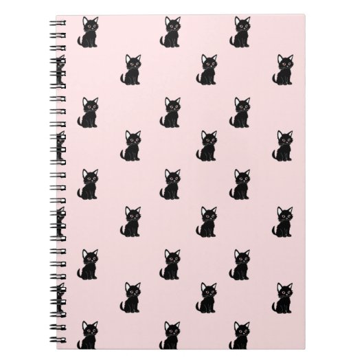 Cute Black Cat Pattern on Pastel Pink Notizblock (Vorderseite)