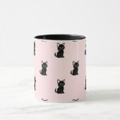 Cute Black Cat Pattern on Pastel Pink Tasse (Zentrum)
