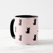 Cute Black Cat Pattern on Pastel Pink Tasse (Vorderseite Links)