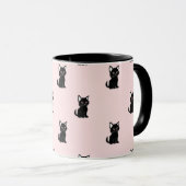 Cute Black Cat Pattern on Pastel Pink Tasse (VorderseiteRechts)