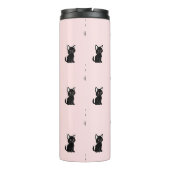 Cute Black Cat Pattern on Pastel Pink Thermosbecher (Rückseite)